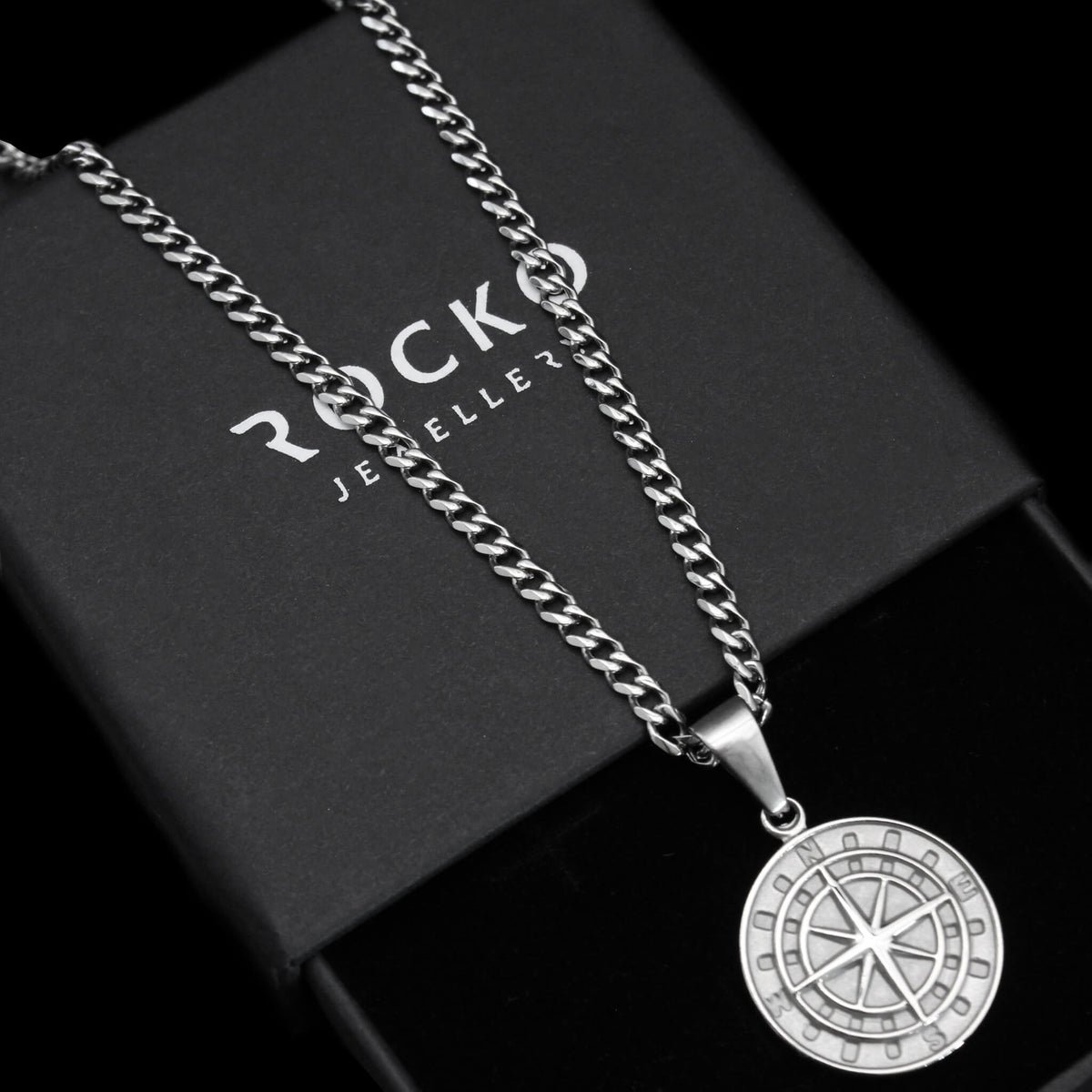 Shop Compass Pendant Chain | Rocko Jewellery